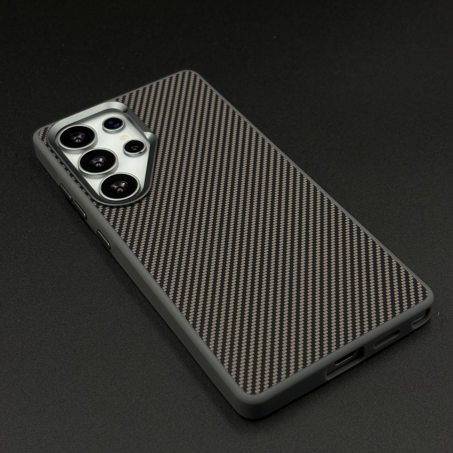 Carbon Fiber Case with Hidden Magsafe for Samsung Galaxy S25 Ultra | Metallic Camera Guard | Slim Magnetic Luxury Protection