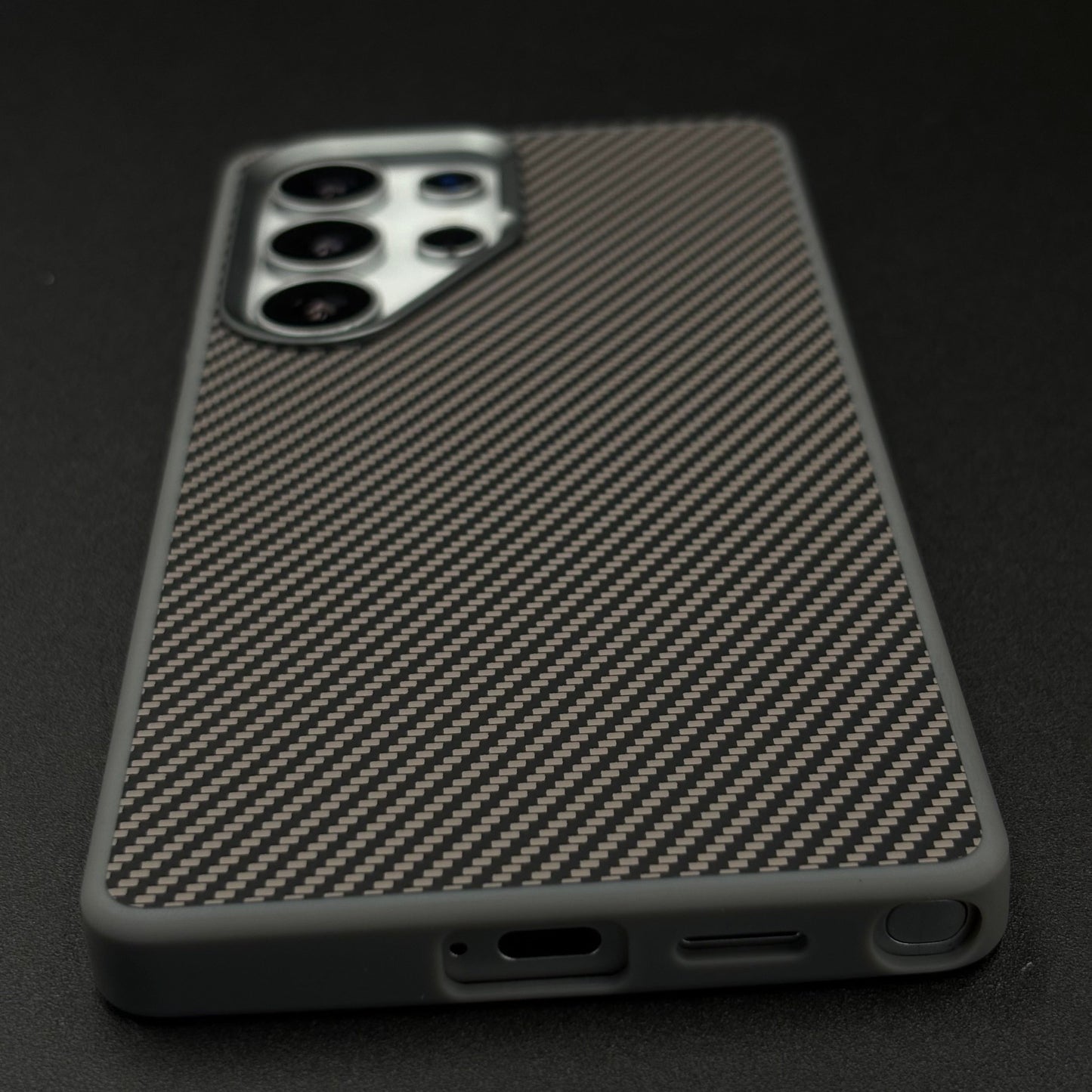 Carbon Fiber Case with Hidden Magsafe for Samsung Galaxy S25 Ultra | Metallic Camera Guard | Slim Magnetic Luxury Protection