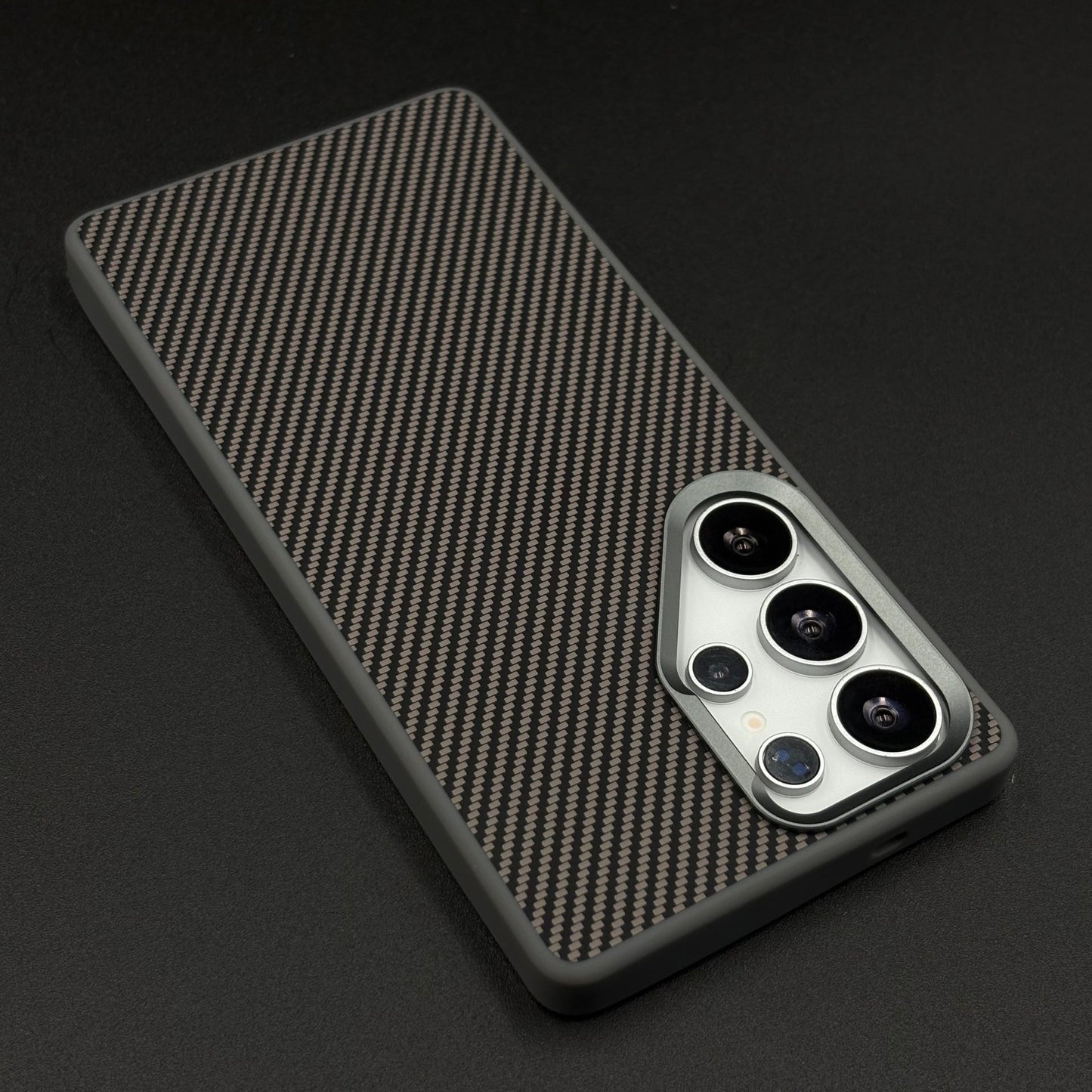 Carbon Fiber Case with Hidden Magsafe for Samsung Galaxy S25 Ultra | Metallic Camera Guard | Slim Magnetic Luxury Protection