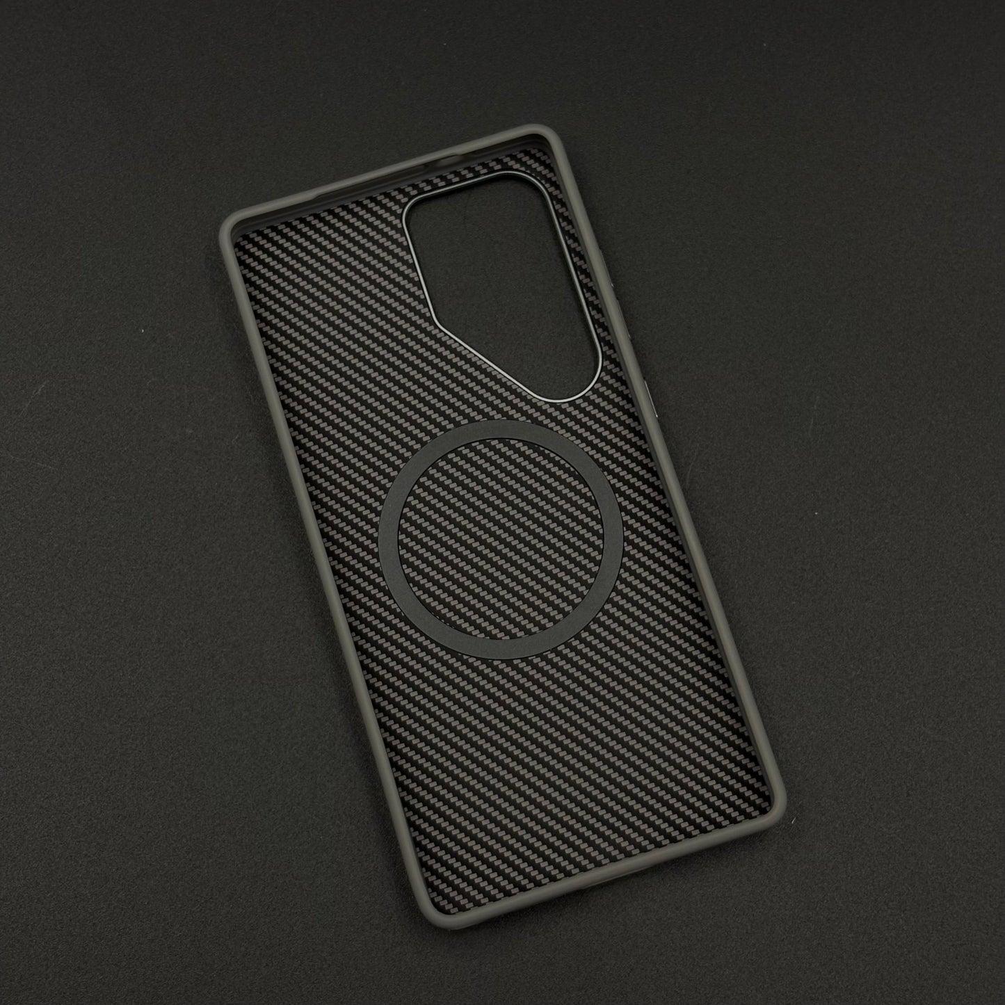 Carbon Fiber Case with Hidden Magsafe for Samsung Galaxy S25 Ultra | Metallic Camera Guard | Slim Magnetic Luxury Protection