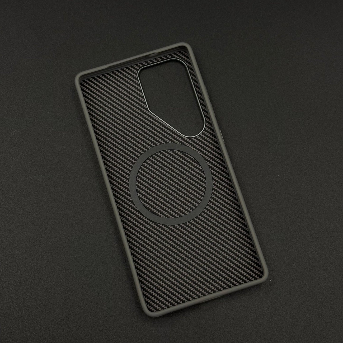 Carbon Fiber Case with Hidden Magsafe for Samsung Galaxy S25 Ultra | Metallic Camera Guard | Slim Magnetic Luxury Protection