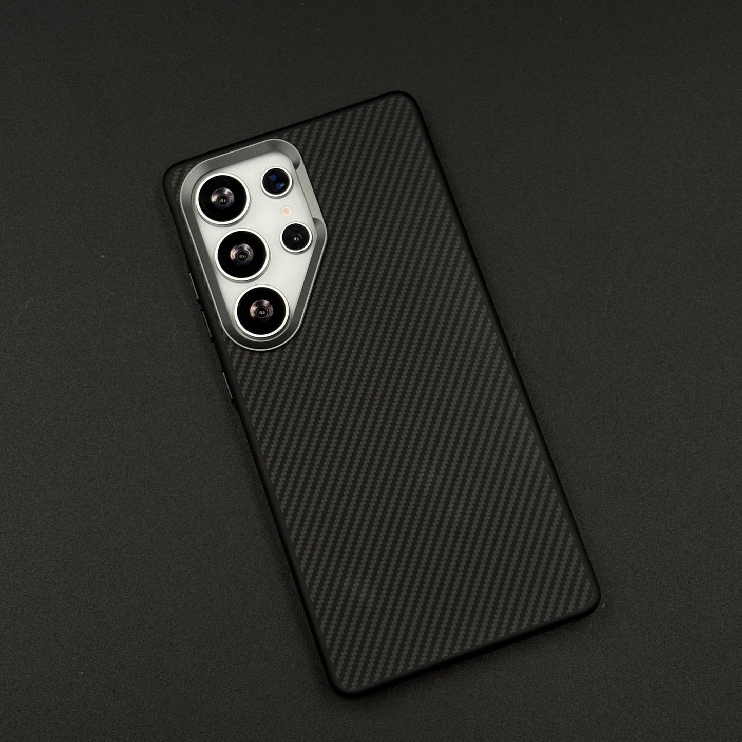 Carbon Fiber Case with Hidden Magsafe for Samsung Galaxy S25 Ultra | Metallic Camera Guard | Slim Magnetic Luxury Protection