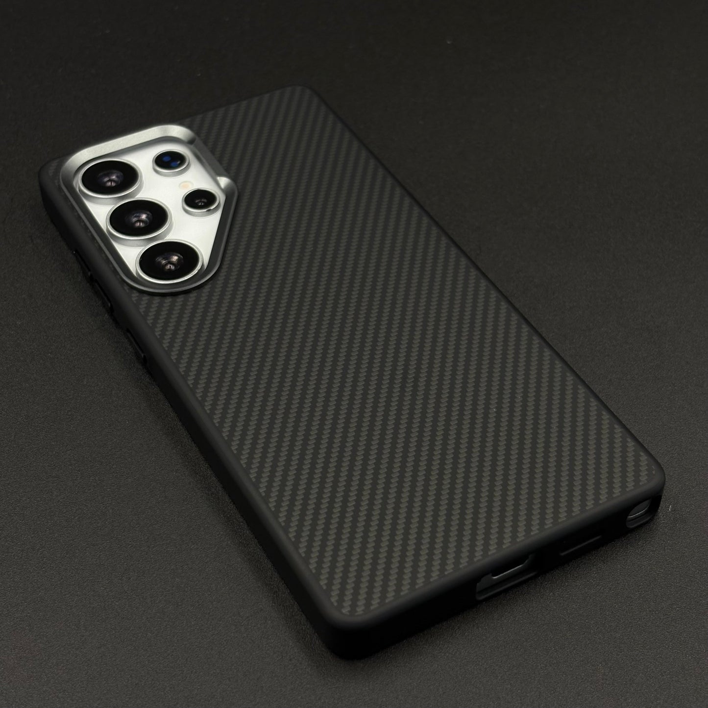 Carbon Fiber Case with Hidden Magsafe for Samsung Galaxy S25 Ultra | Metallic Camera Guard | Slim Magnetic Luxury Protection