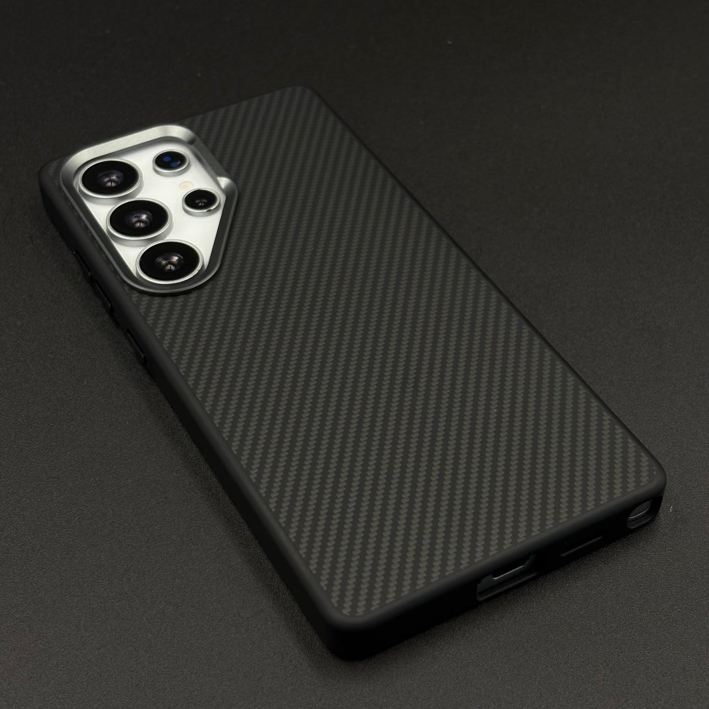 Carbon Fiber Case with Hidden Magsafe for Samsung Galaxy S25 Ultra | Metallic Camera Guard | Slim Magnetic Luxury Protection