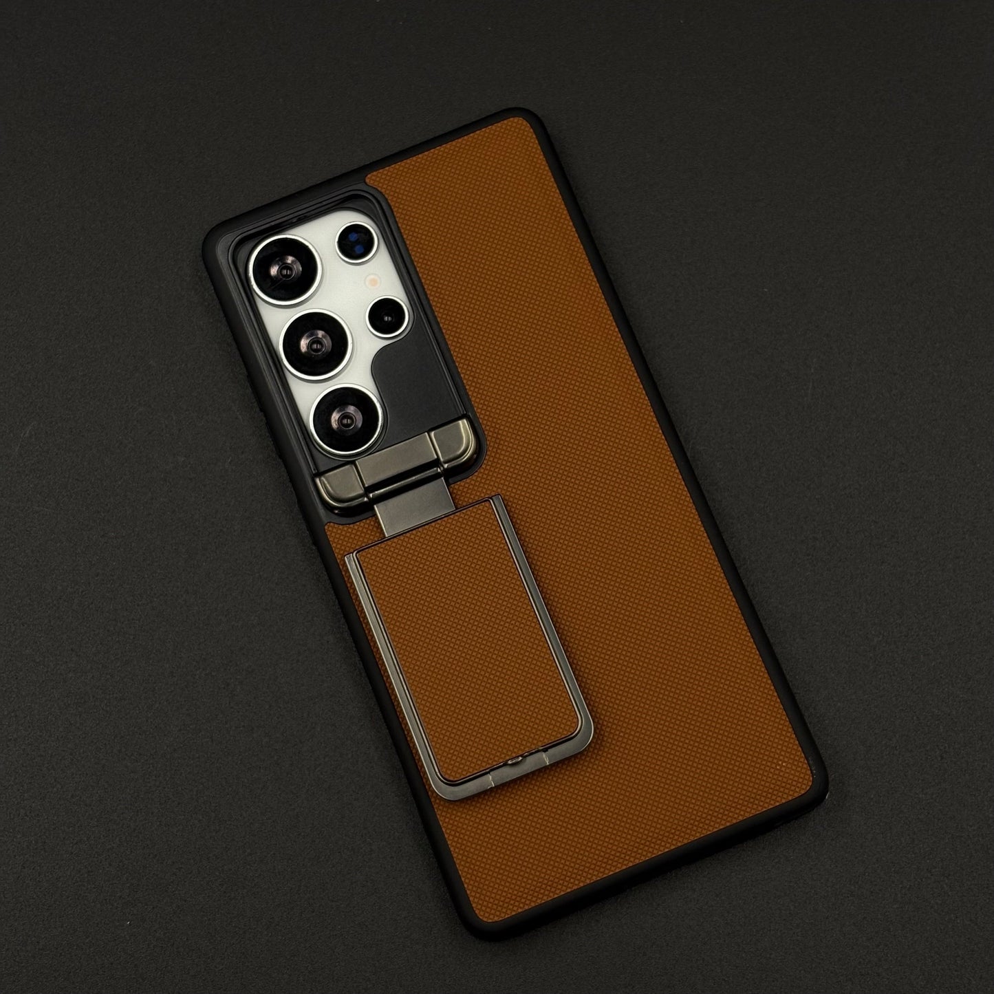 Dotted Leather Feel Case with Foldable Stand for Samsung Galaxy S23 Ultra | Premium Grip | Kickstand Style