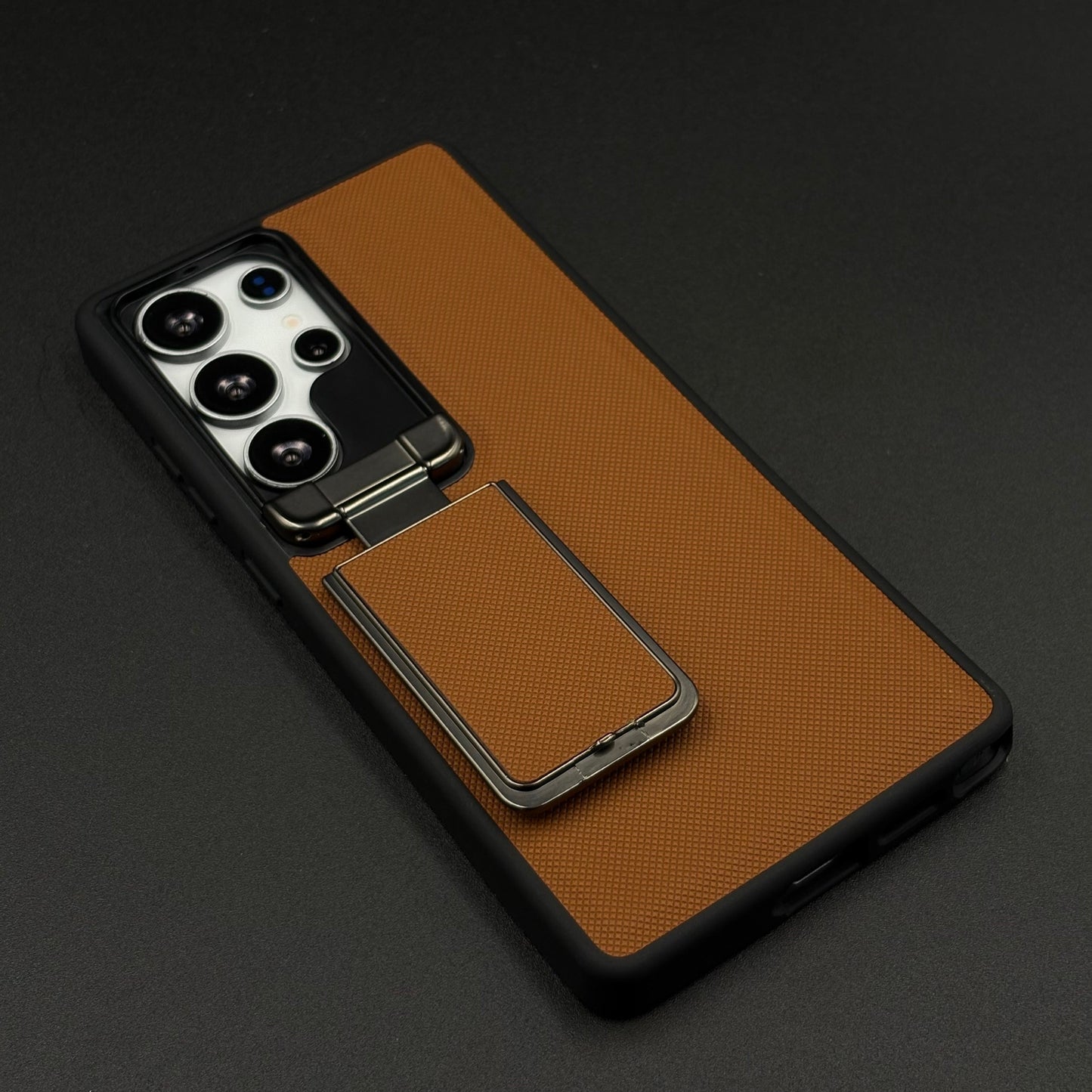 Dotted Leather Feel Case with Foldable Stand for Samsung Galaxy S23 Ultra | Premium Grip | Kickstand Style