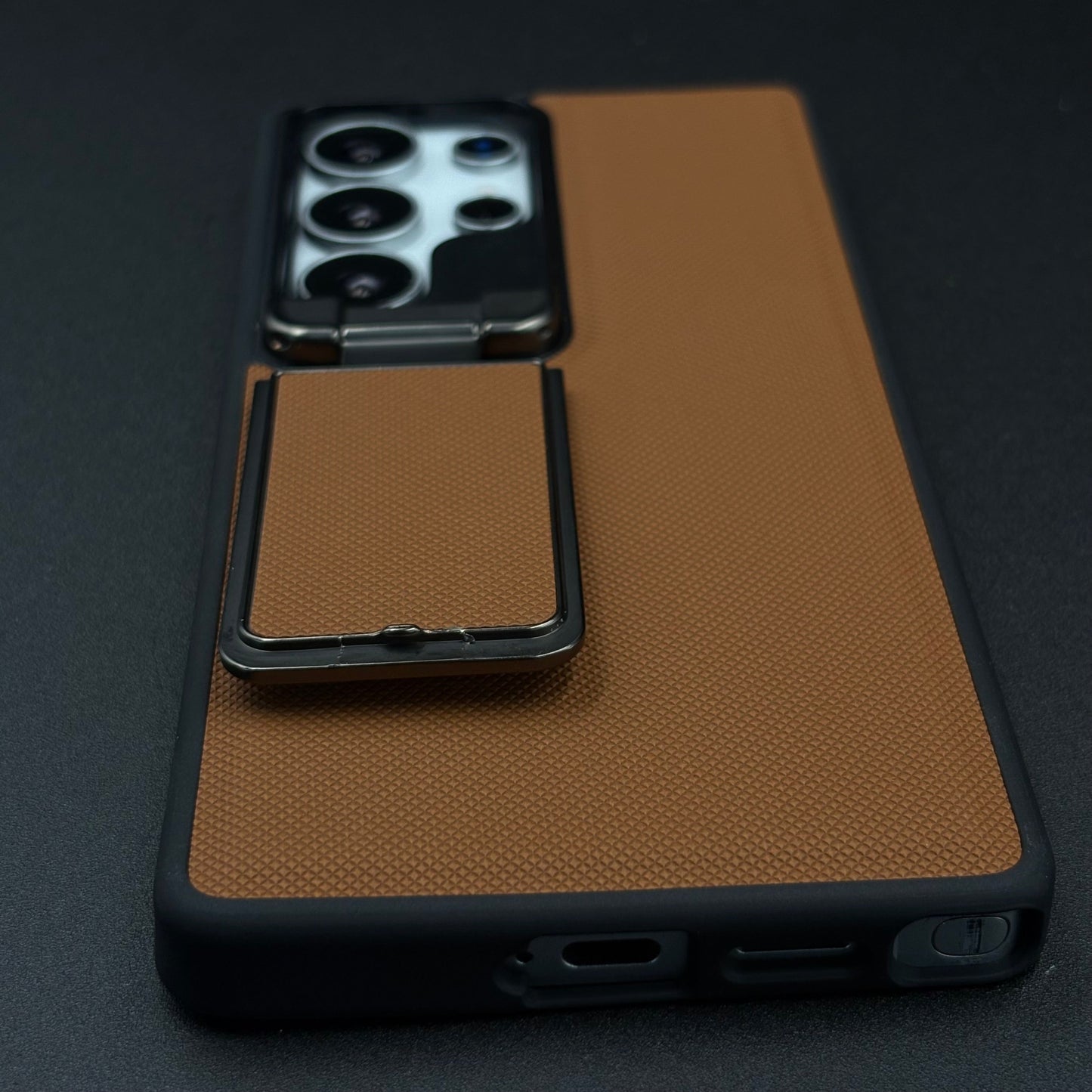 Dotted Leather Feel Case with Foldable Stand for Samsung Galaxy S23 Ultra | Premium Grip | Kickstand Style