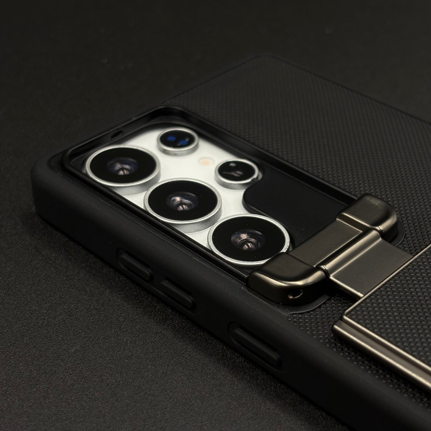 Dotted Leather Feel Case with Foldable Stand for Samsung Galaxy S23 Ultra | Premium Grip | Kickstand Style
