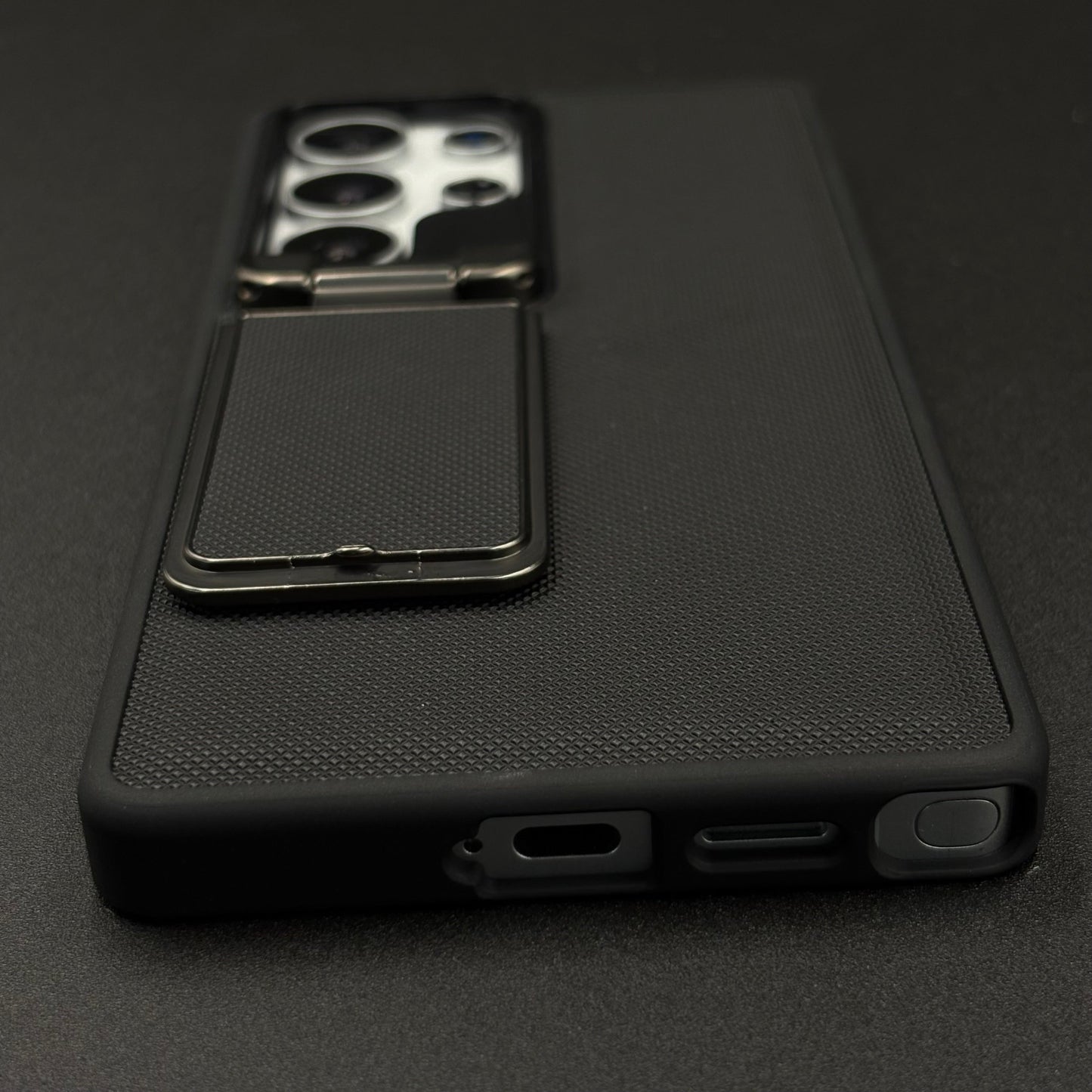 Dotted Leather Feel Case with Foldable Stand for Samsung Galaxy S23 Ultra | Premium Grip | Kickstand Style