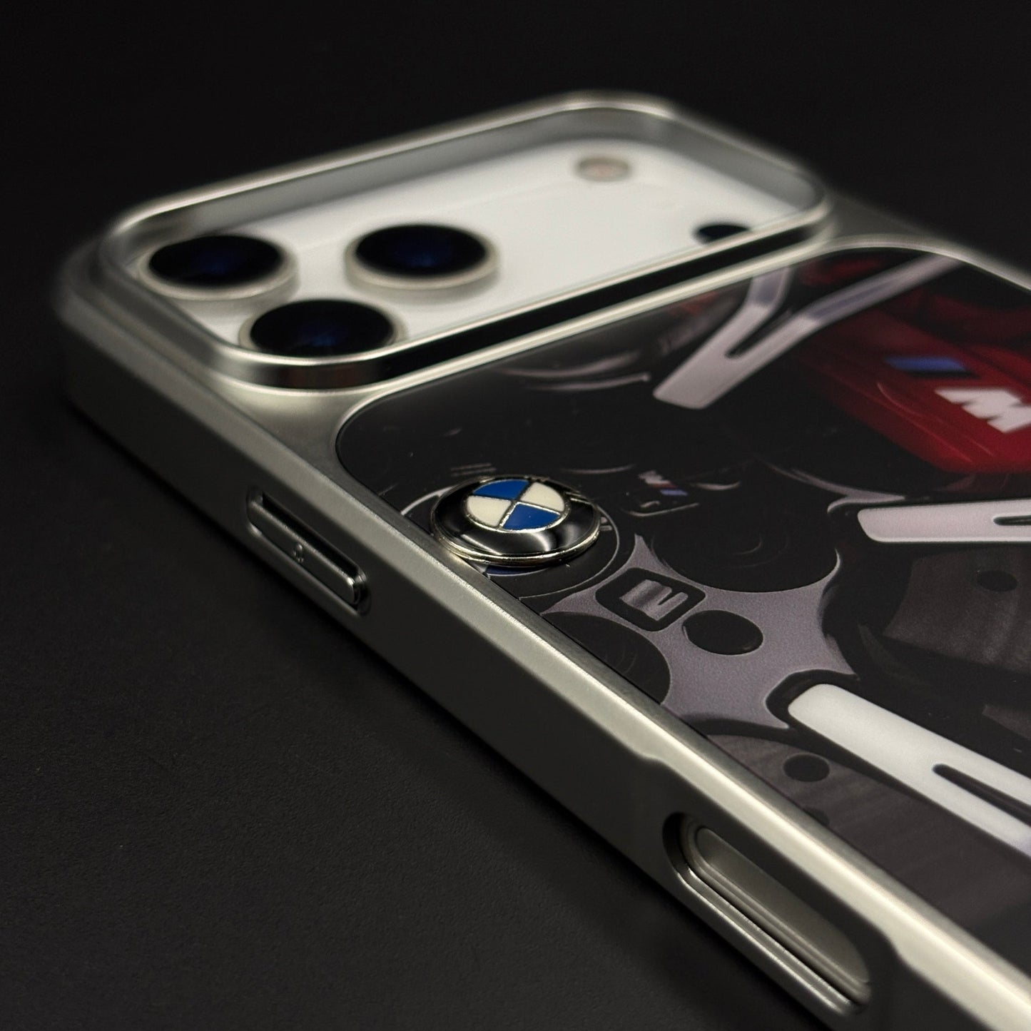 Luxury Motorsport Inspired Brand M Performance Metal Frame Case for iPhone 17 Series