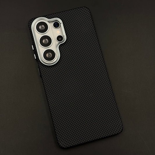 Black Carbon Grid Feel Hidden MagSafe Case Cover for Samsung Galaxy S26 Ultra