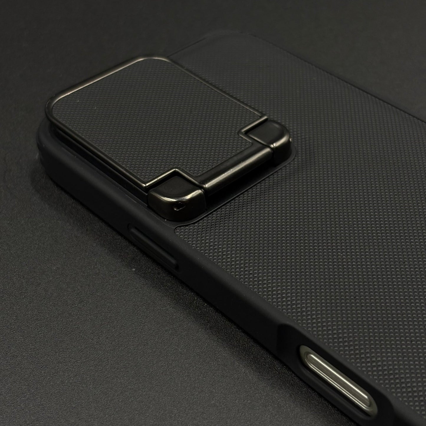 Dotted Leather Feel Case with Foldable Stand for iPhone Series | Premium Grip | Kickstand Style