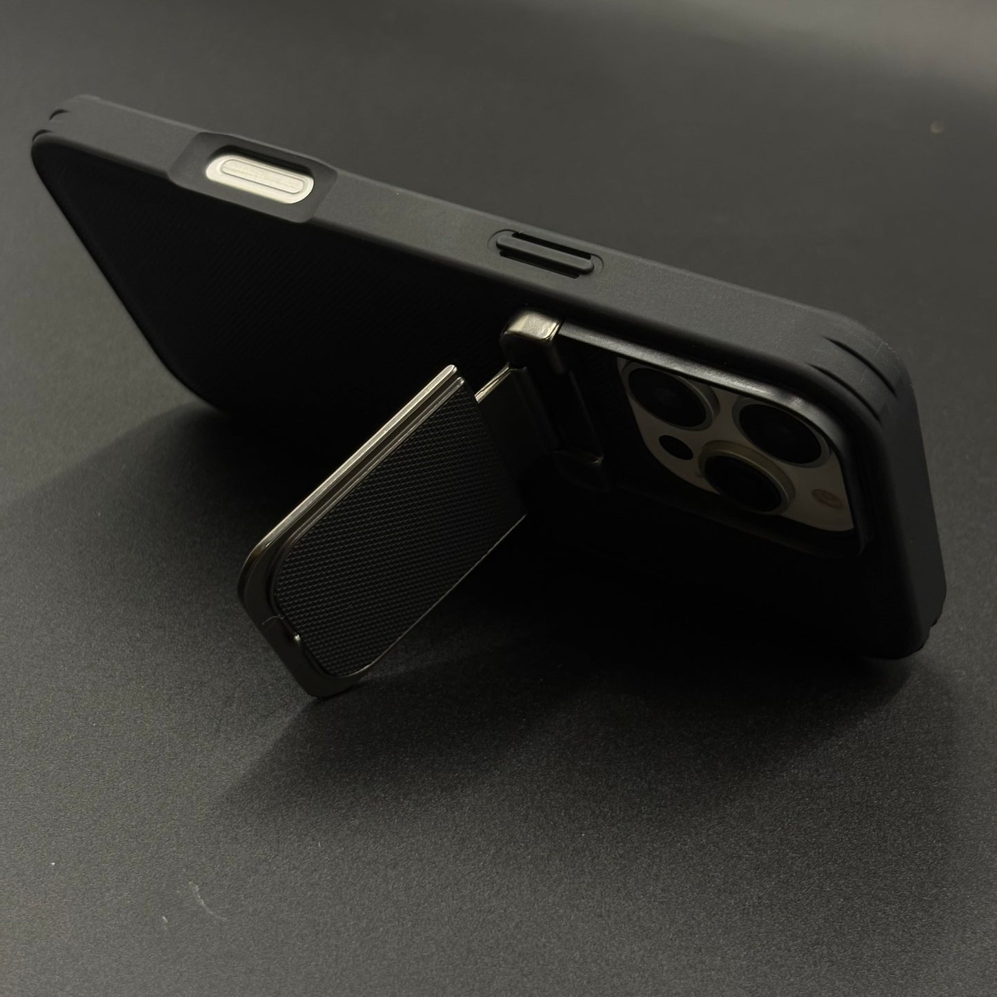 Dotted Leather Feel Case with Foldable Stand for iPhone Series | Premium Grip | Kickstand Style