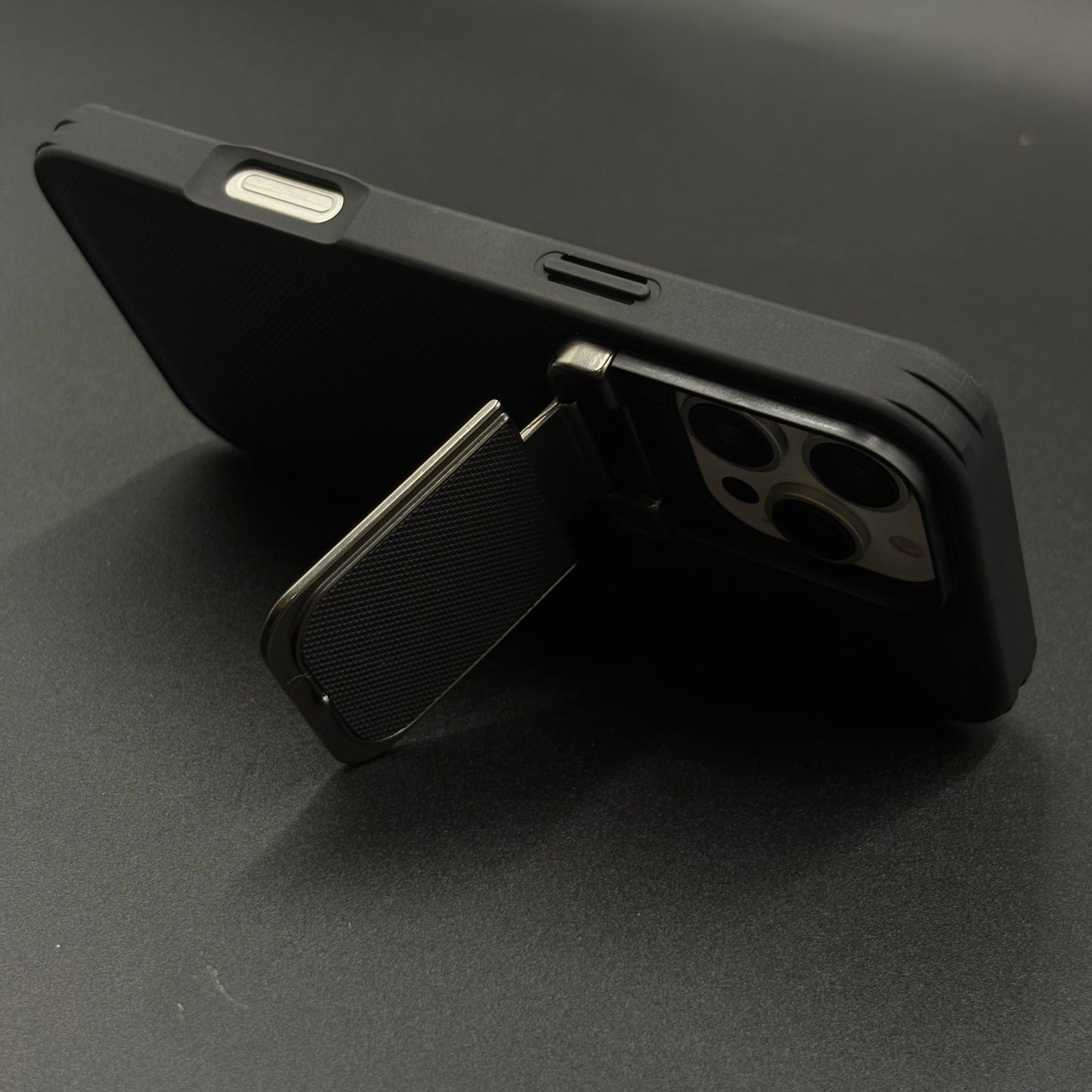 Dotted Leather Feel Case with Foldable Stand for iPhone Series | Premium Grip | Kickstand Style