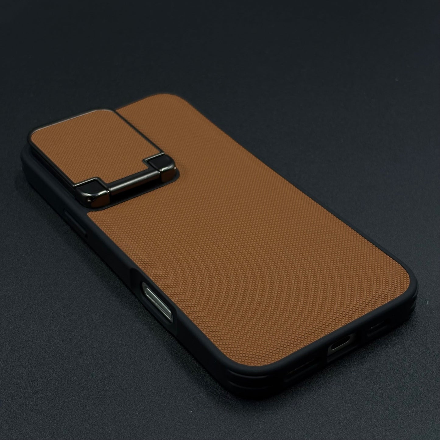 Dotted Leather Feel Case with Foldable Stand for iPhone Series | Premium Grip | Kickstand Style