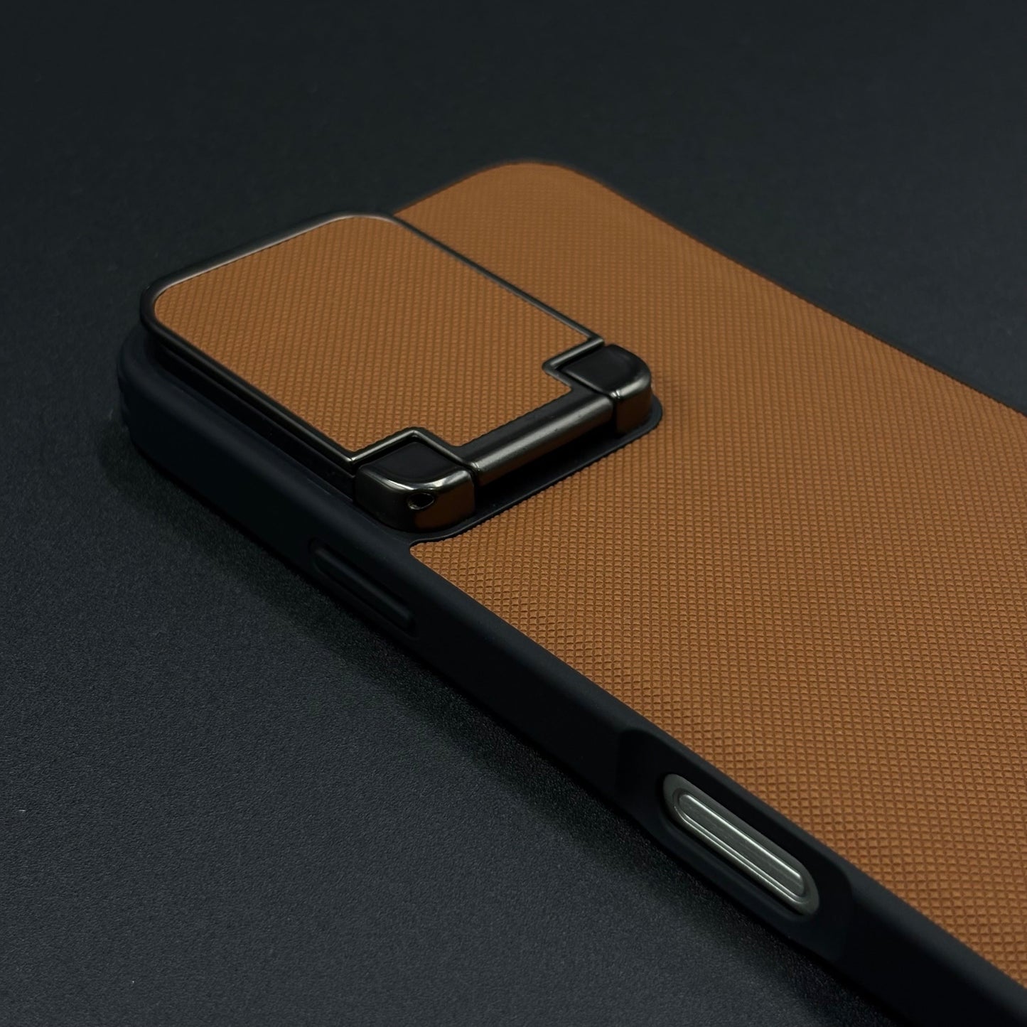 Dotted Leather Feel Case with Foldable Stand for iPhone Series | Premium Grip | Kickstand Style