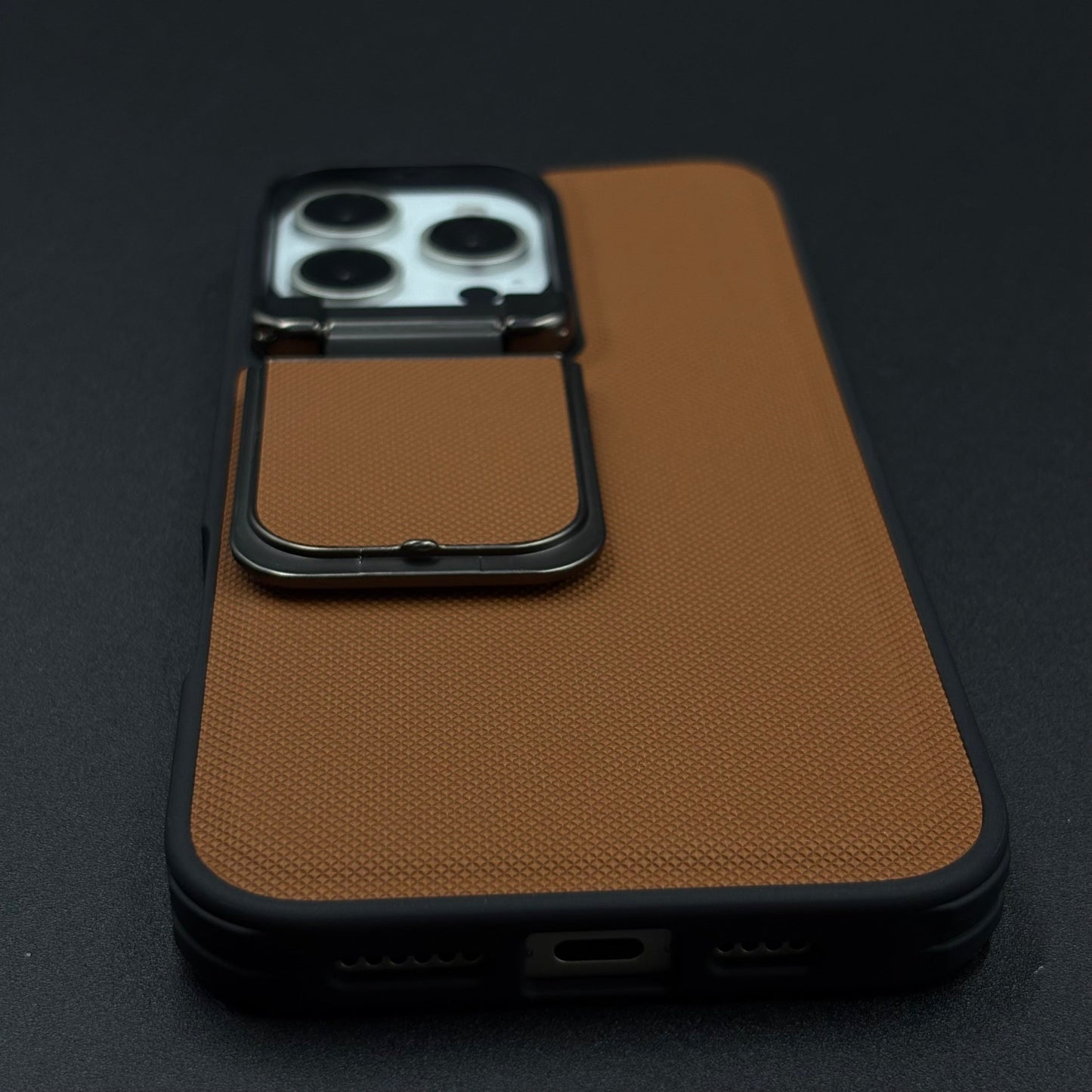Dotted Leather Feel Case with Foldable Stand for iPhone Series | Premium Grip | Kickstand Style