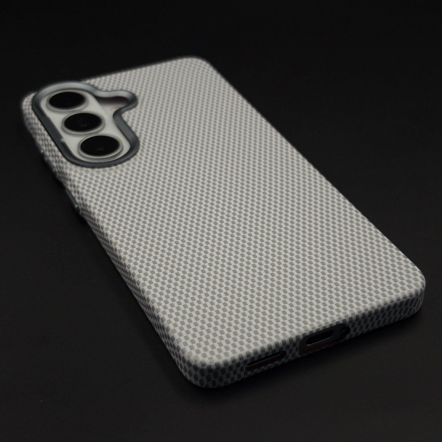 Frost Carbon Grid Dotted Hidden MagSafe Case Cover for Samsung Galaxy S26