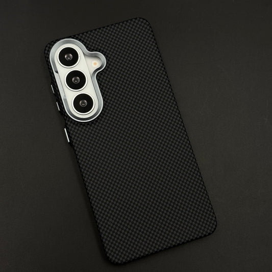 Black Carbon Grid Feel Hidden MagSafe Case Cover for Samsung Galaxy S26