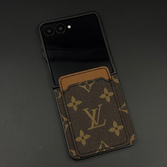 Luxury Brown Cardholder Case for Samsung Galaxy Z Flip 7 | Fashion Monogram Designer Cover