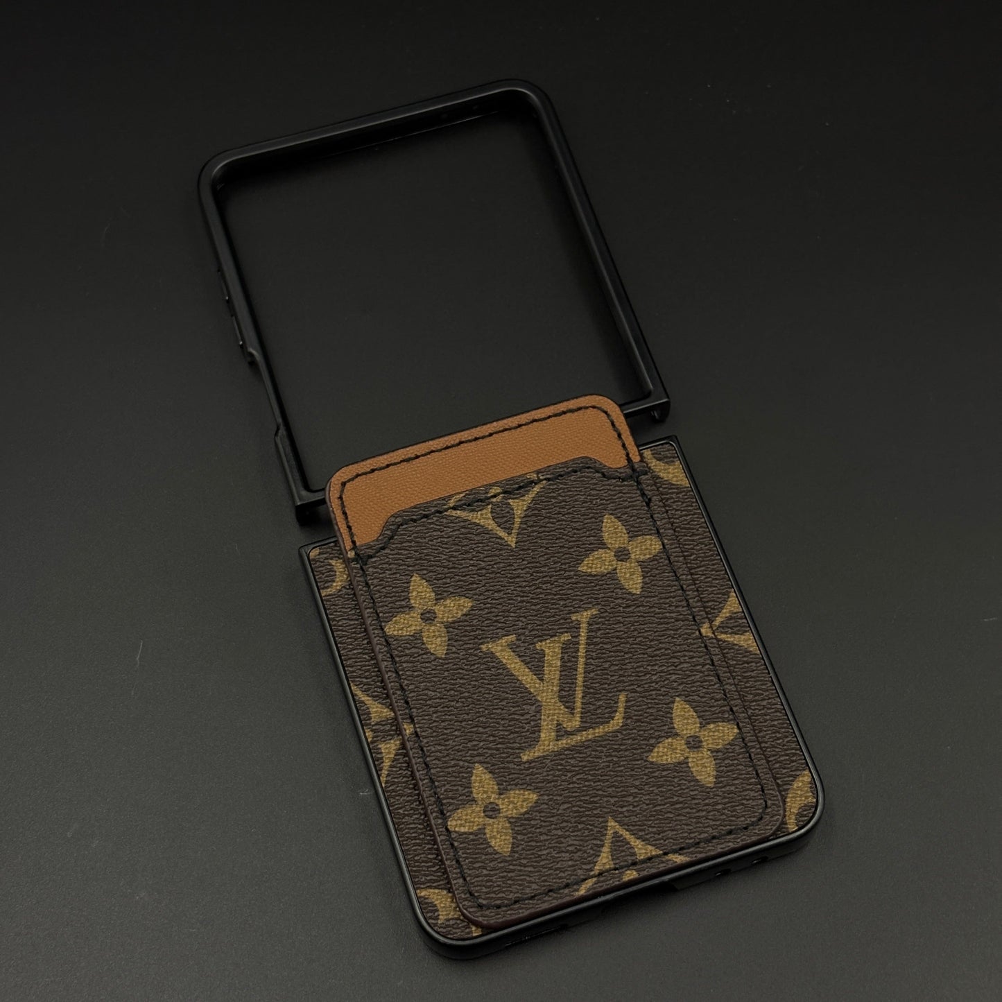 Luxury Brown Cardholder Case for Samsung Galaxy Z Flip 7 | Fashion Monogram Designer Cover