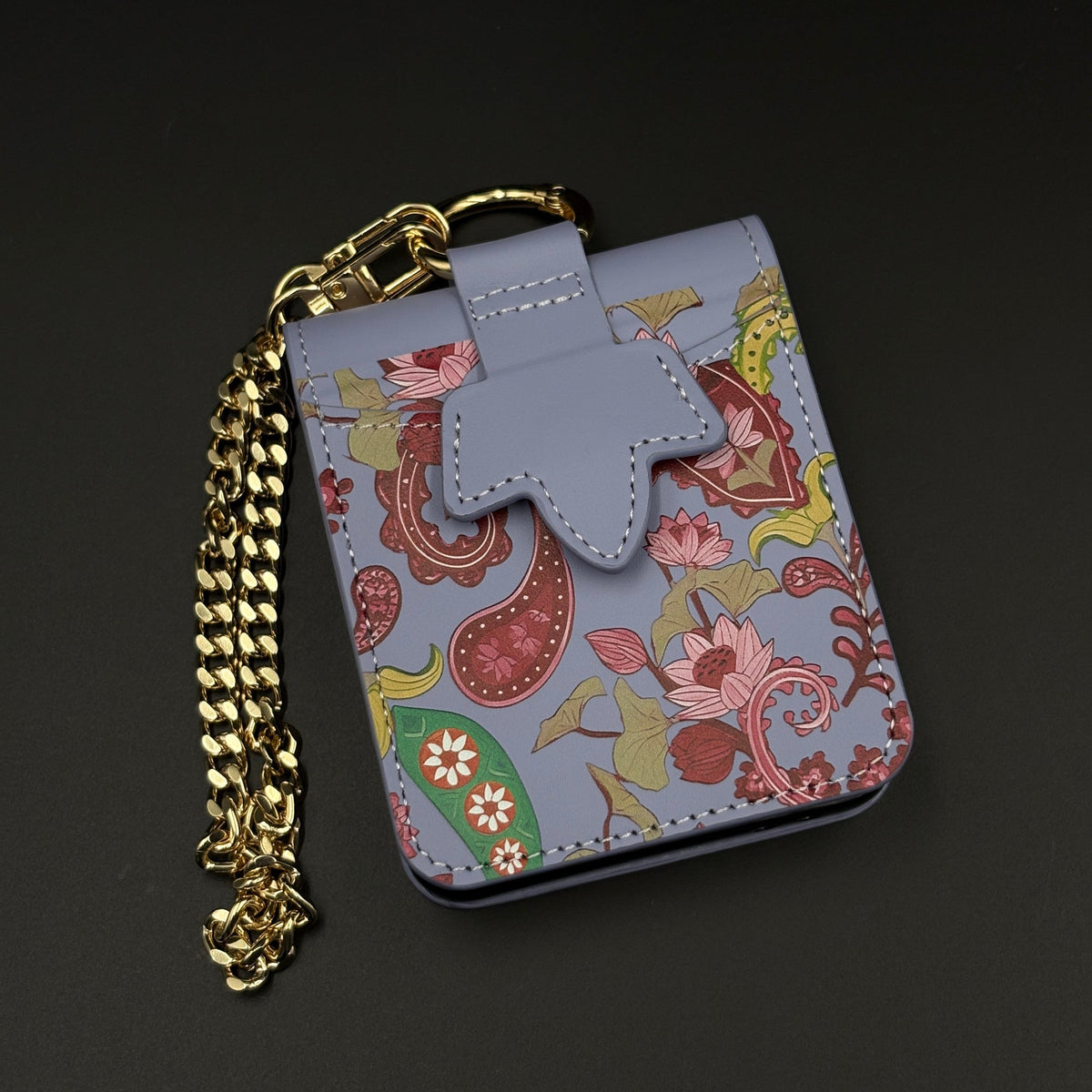 Indian Art Cardholder Case for Samsung Galaxy Z Flip 8 | Chain Strap Holder | Floral Paisley Print