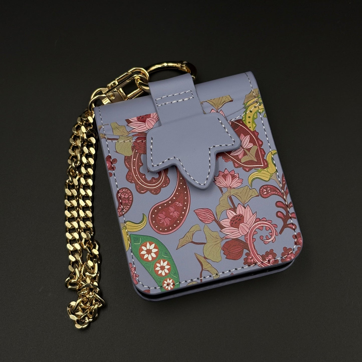 Indian Art Cardholder Case for Samsung Galaxy Z Flip 8 | Chain Strap Holder | Floral Paisley Print