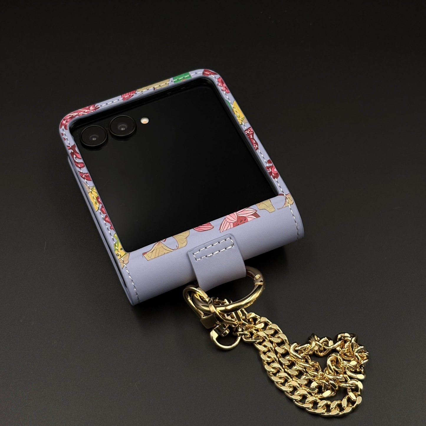 Indian Art Cardholder Case for Samsung Galaxy Z Flip 8 | Chain Strap Holder | Floral Paisley Print