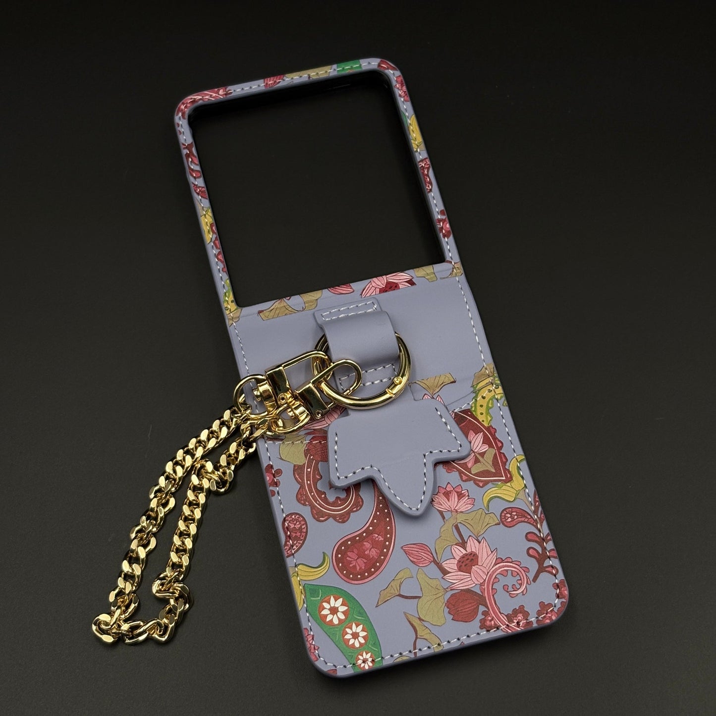 Indian Art Cardholder Case for Samsung Galaxy Z Flip 8 | Chain Strap Holder | Floral Paisley Print