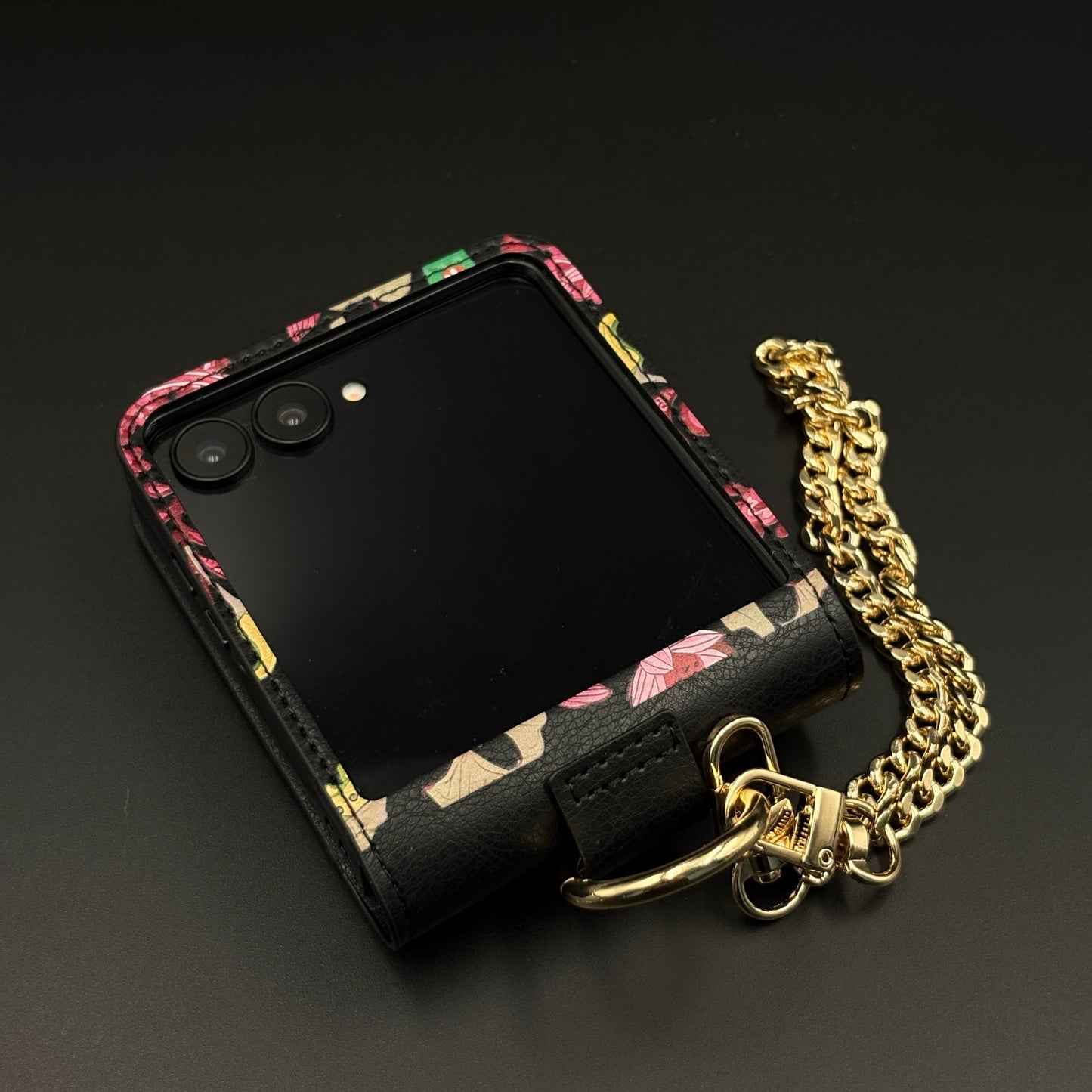 Indian Art Cardholder Case for Samsung Galaxy Z Flip 8 | Chain Strap Holder | Floral Paisley Print