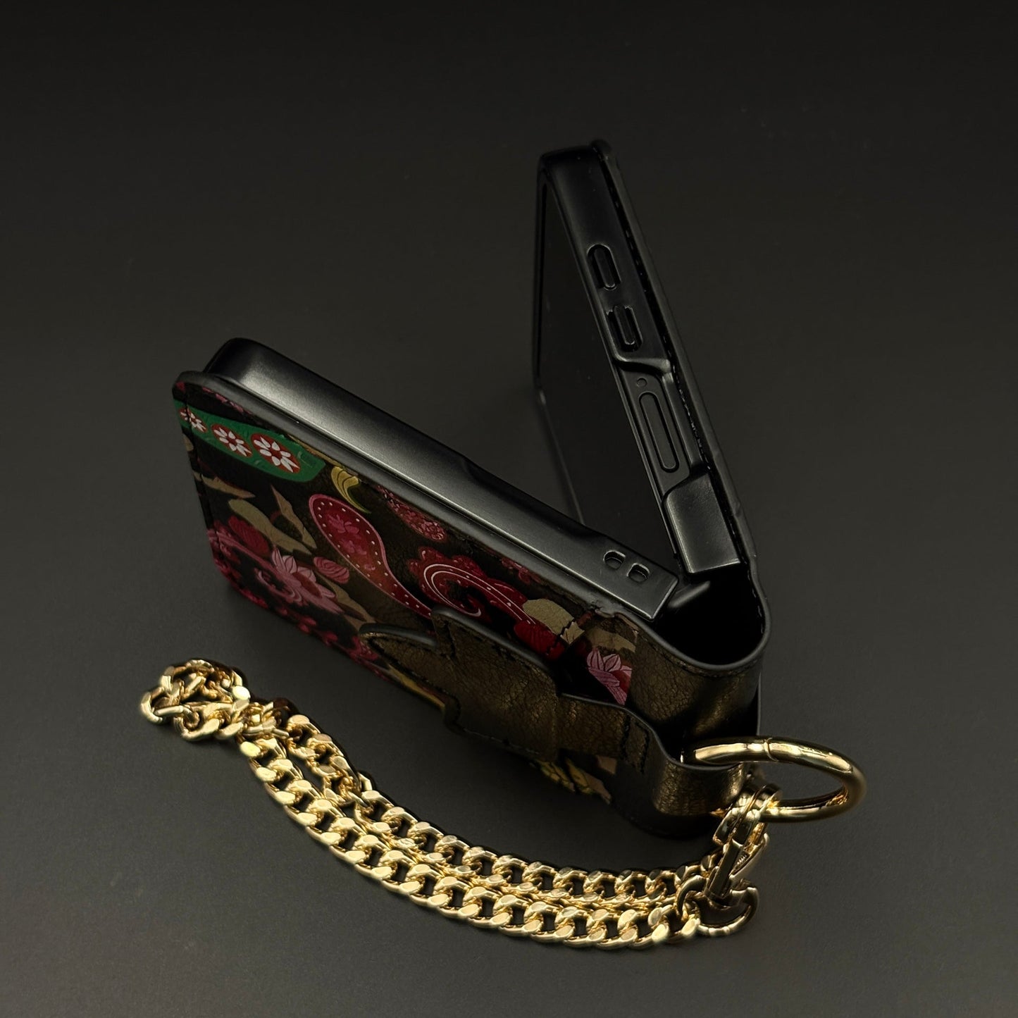 Indian Art Cardholder Case for Samsung Galaxy Z Flip 8 | Chain Strap Holder | Floral Paisley Print