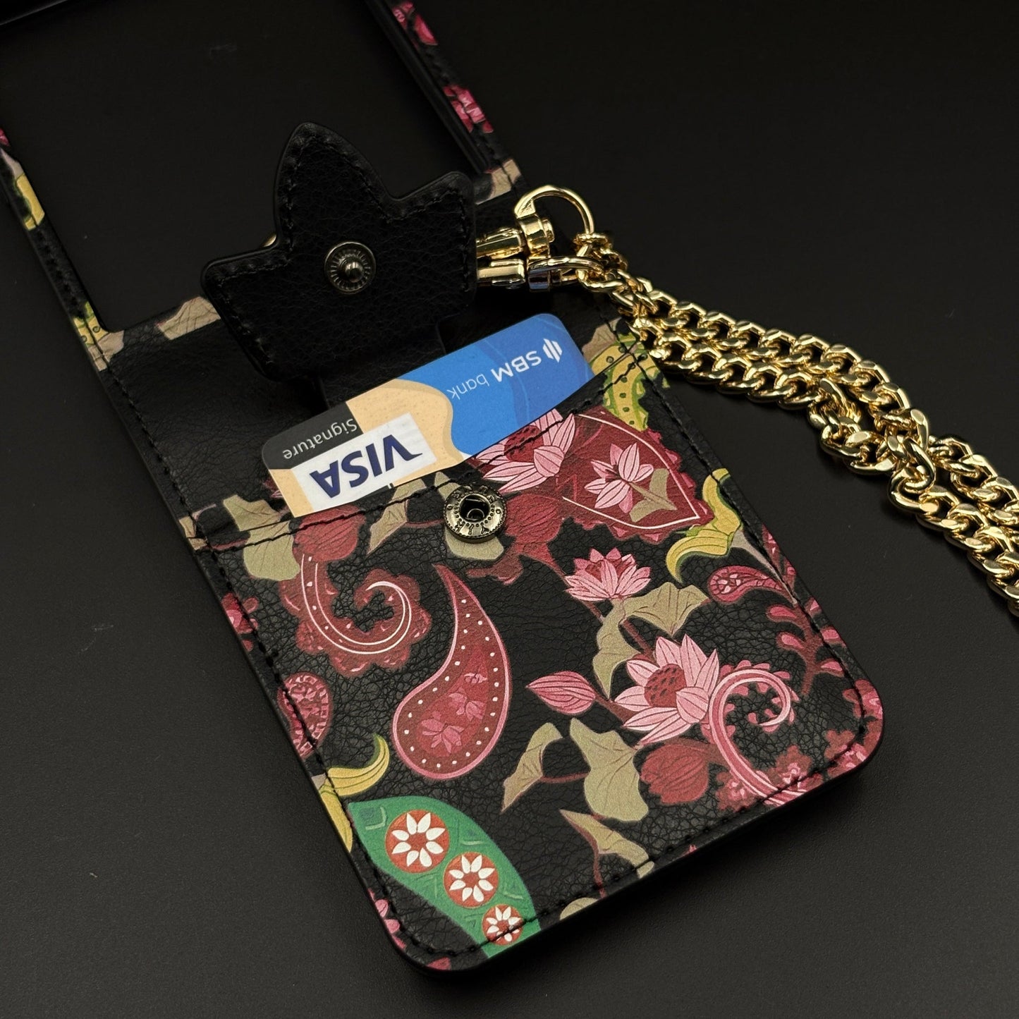 Indian Art Cardholder Case for Samsung Galaxy Z Flip 8 | Chain Strap Holder | Floral Paisley Print