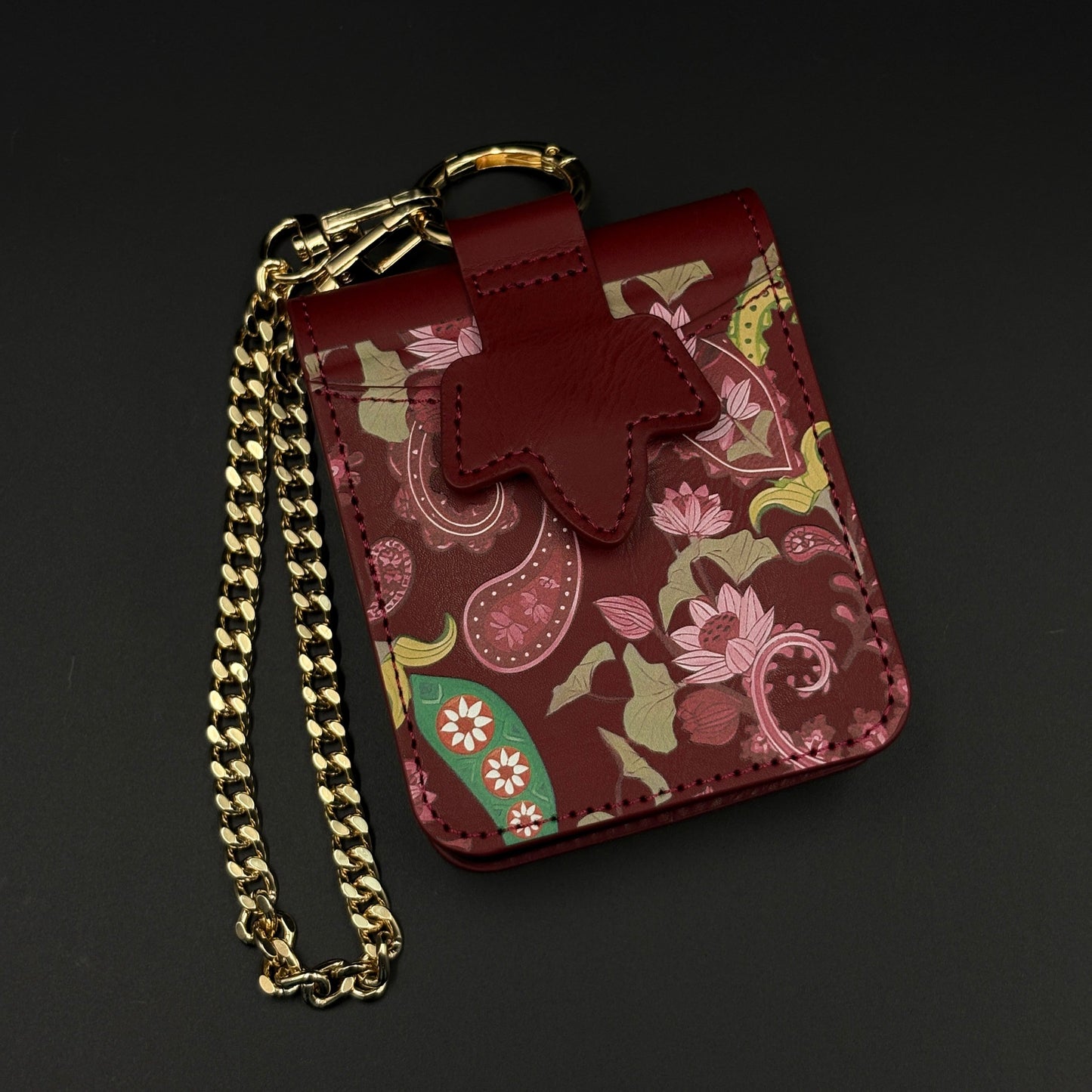 Indian Art Cardholder Case for Samsung Galaxy Z Flip 7 | Chain Strap Holder | Floral Paisley Print