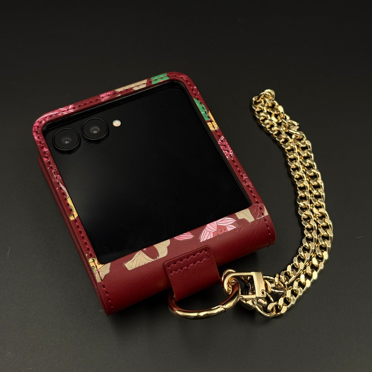 Indian Art Cardholder Case for Samsung Galaxy Z Flip 8 | Chain Strap Holder | Floral Paisley Print