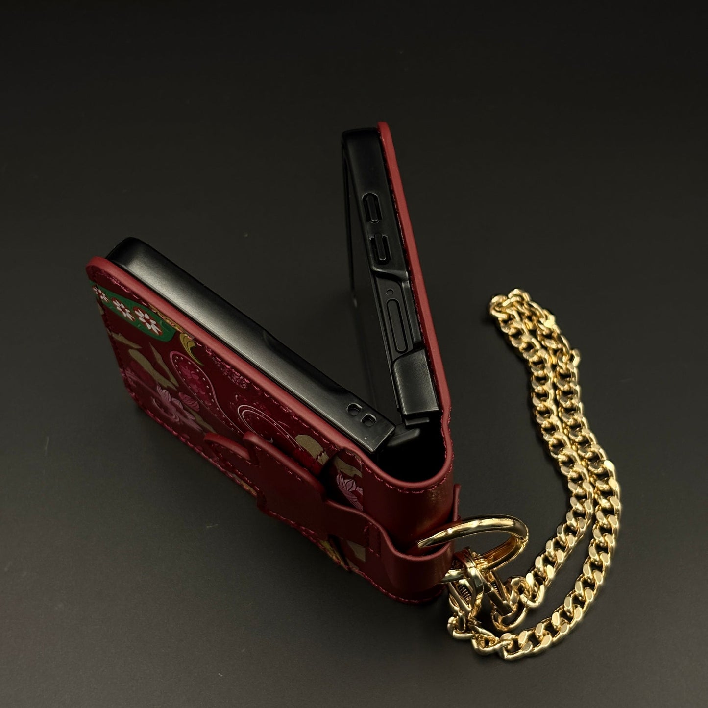 Indian Art Cardholder Case for Samsung Galaxy Z Flip 8 | Chain Strap Holder | Floral Paisley Print