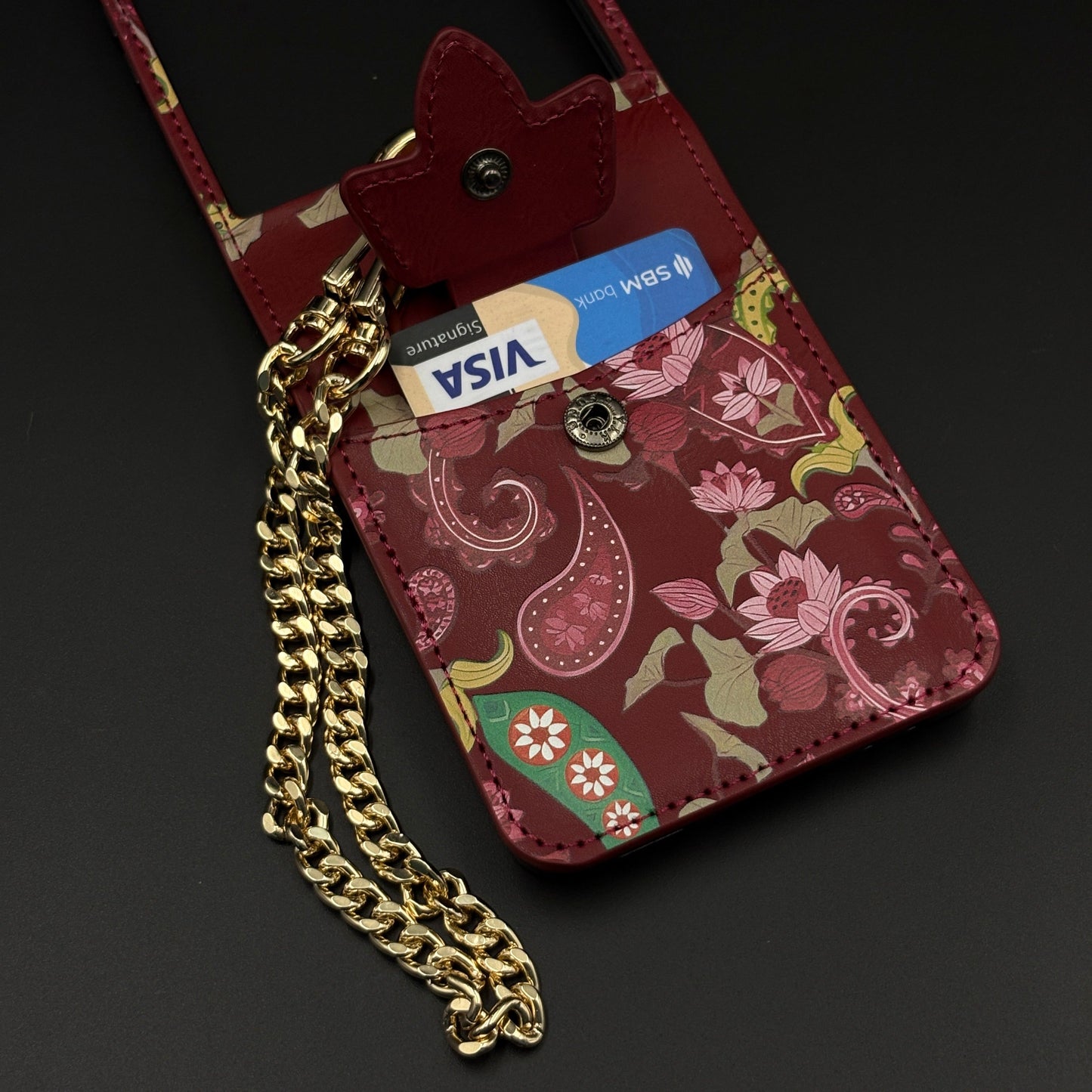 Indian Art Cardholder Case for Samsung Galaxy Z Flip 7 | Chain Strap Holder | Floral Paisley Print