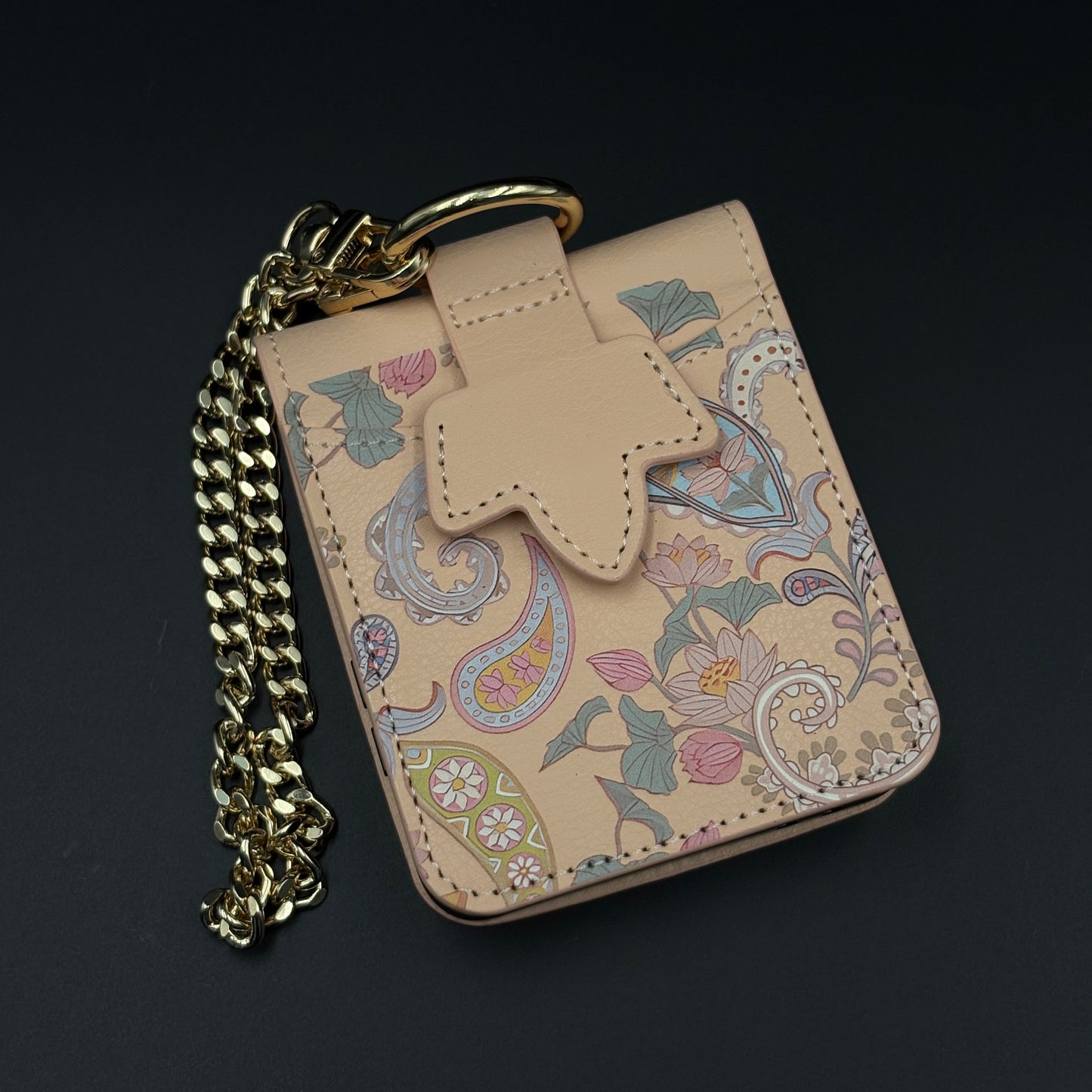 Indian Art Cardholder Case for Samsung Galaxy Z Flip 7 | Chain Strap Holder | Floral Paisley Print