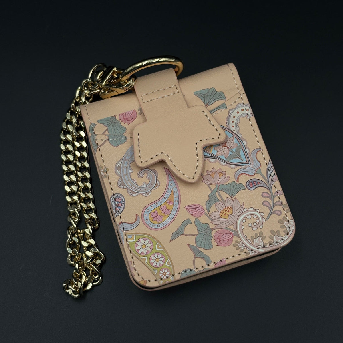 Indian Art Cardholder Case for Samsung Galaxy Z Flip 8 | Chain Strap Holder | Floral Paisley Print