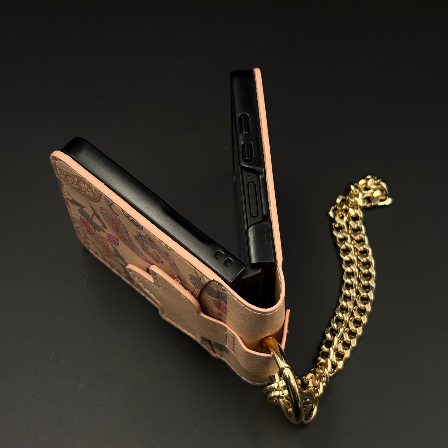 Indian Art Cardholder Case for Samsung Galaxy Z Flip 7 | Chain Strap Holder | Floral Paisley Print