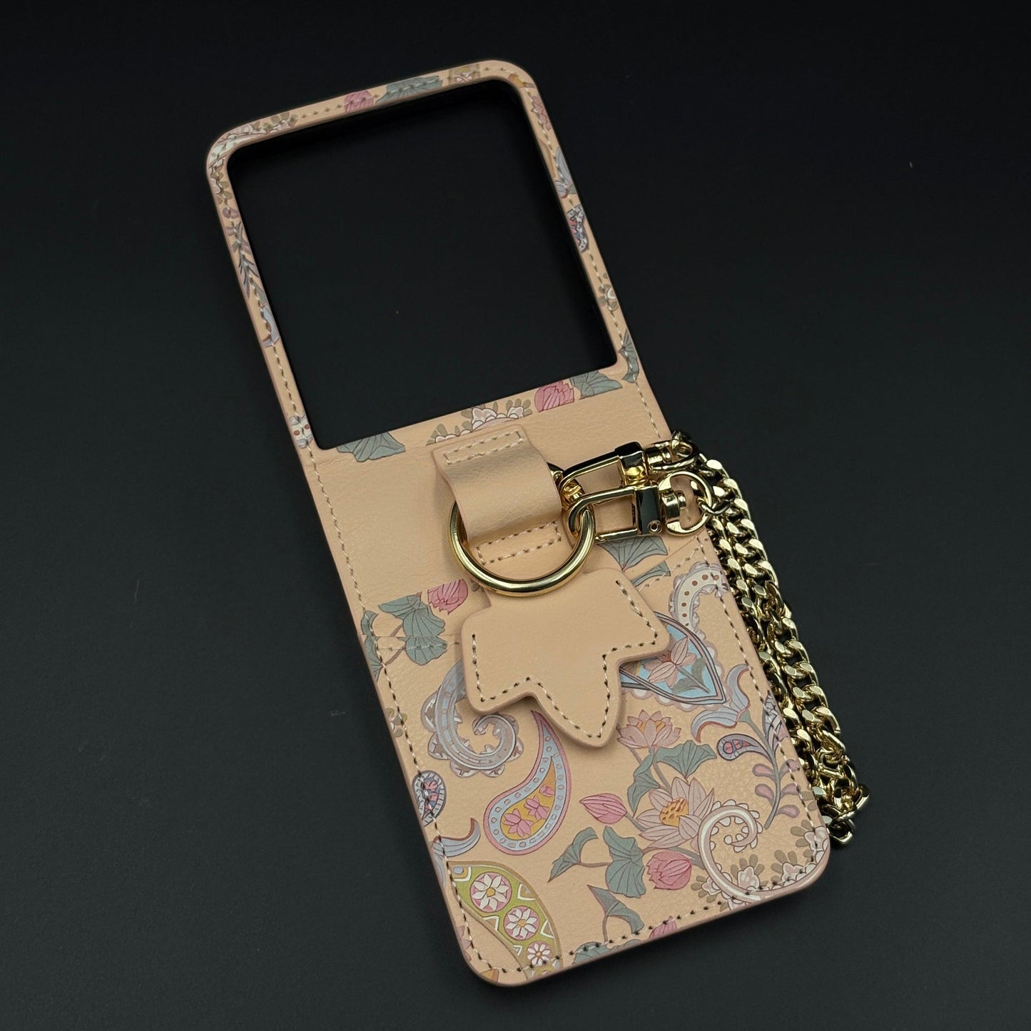 Indian Art Cardholder Case for Samsung Galaxy Z Flip 8 | Chain Strap Holder | Floral Paisley Print
