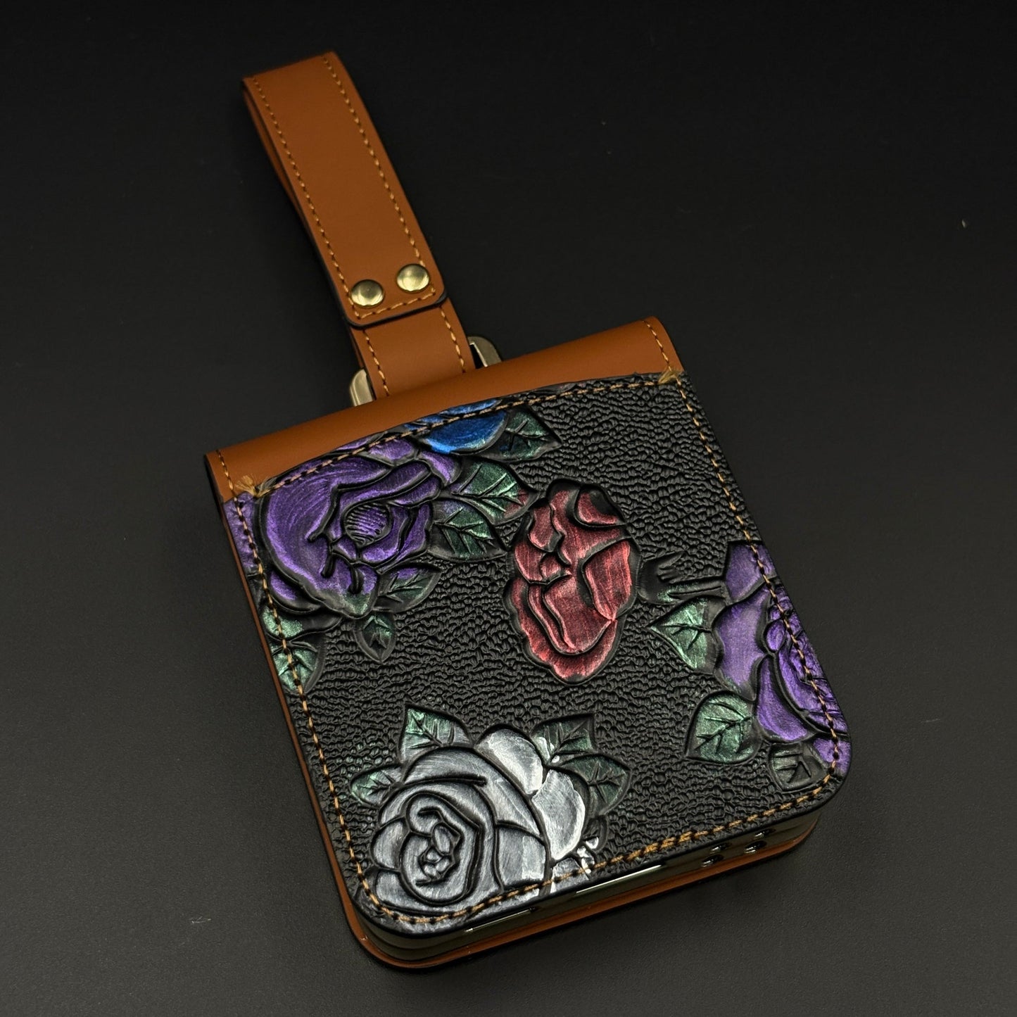 Indian Art Cardholder Case for Samsung Galaxy Z Flip 8 | Chain Strap Holder | Floral Paisley Print