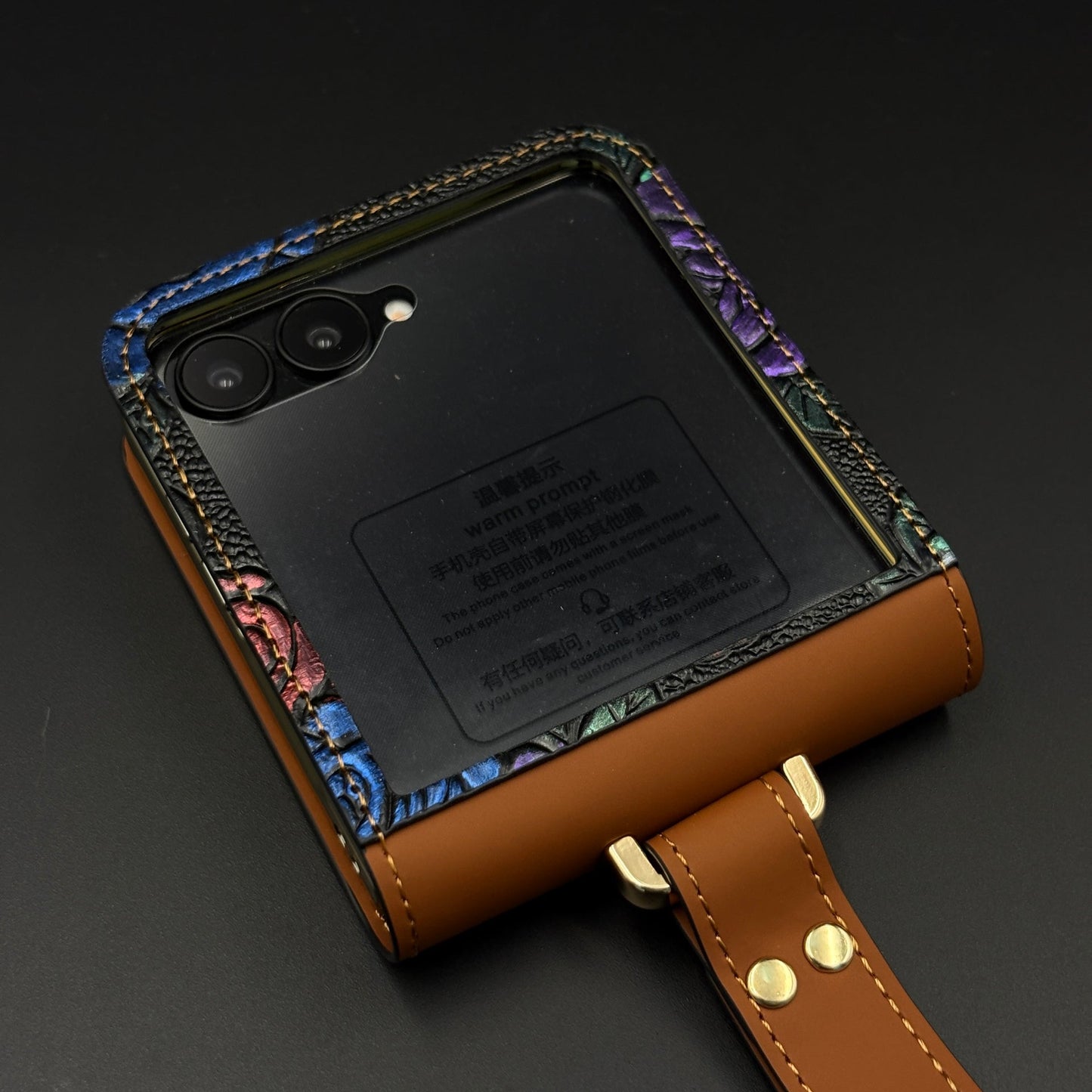 Indian Art Cardholder Case for Samsung Galaxy Z Flip 8 | Chain Strap Holder | Floral Paisley Print