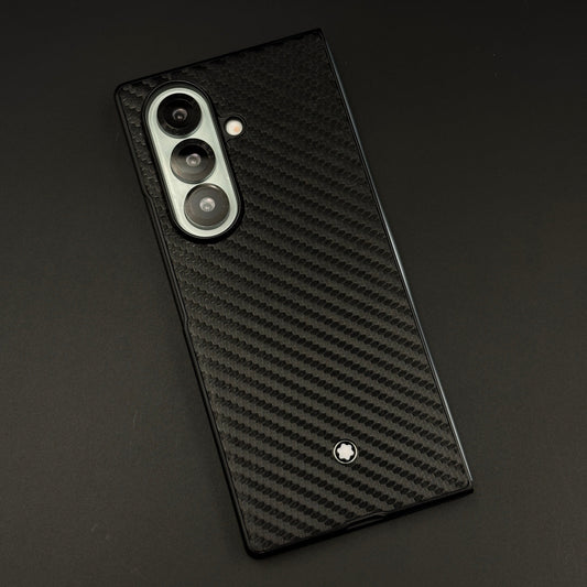 Carbon Fibre MB Logo Case for Samsung Galaxy Z Fold 7 | Luxury Embossed Leather Protection