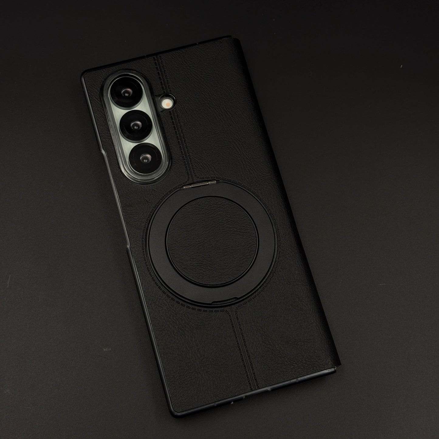 Leather Flip Case with Metal Rotating Stand & MagSafe for Samsung Galaxy Z Fold 6