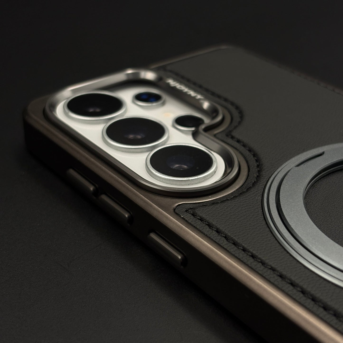 Stitched Leather MagSafe Metal Stand Case for Samsung Galaxy S26 Ultra