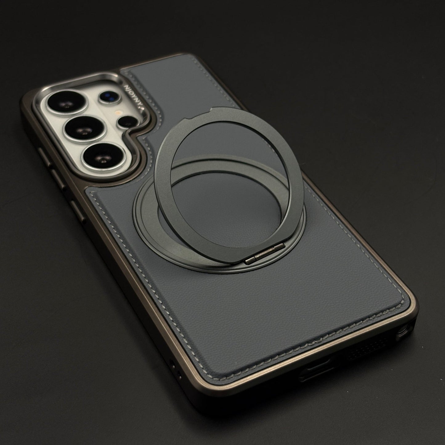 Stitched Leather MagSafe Metal Stand Case for Samsung Galaxy S26 Ultra