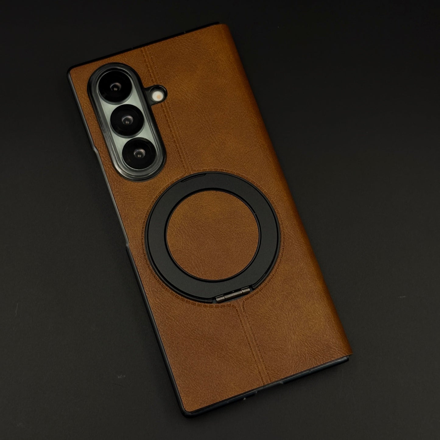 Leather Flip Case with Metal Rotating Stand & MagSafe for Samsung Galaxy Z Fold 6