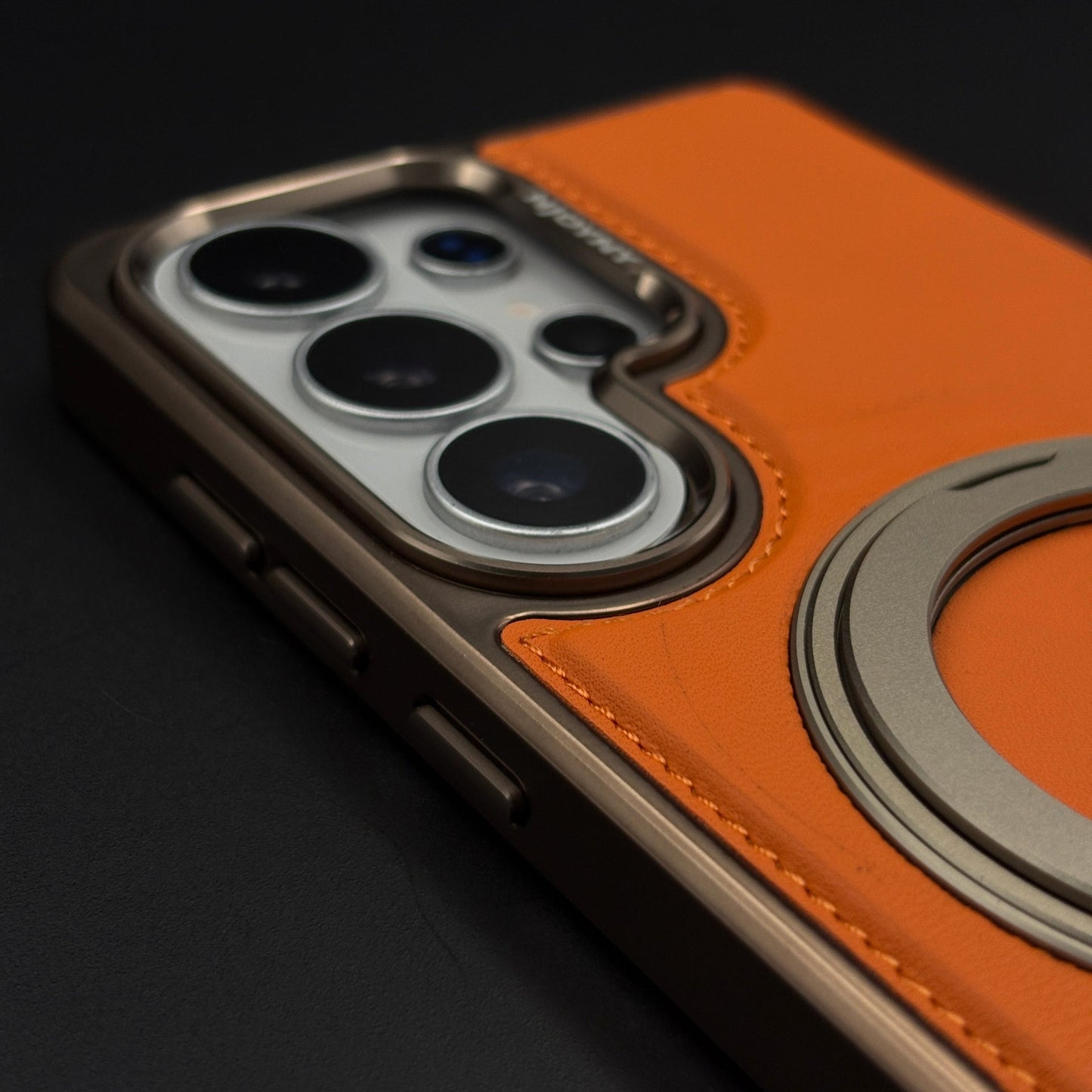 Stitched Leather MagSafe Metal Stand Case for Samsung Galaxy S26 Ultra