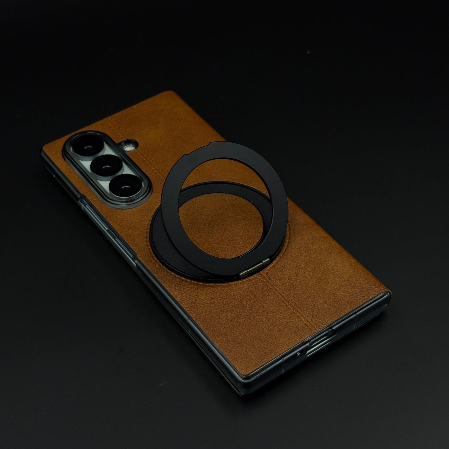 Leather Flip Case with Metal Rotating Stand & MagSafe for Samsung Galaxy Z Fold 6