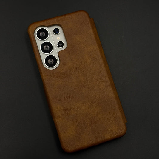 Flip Leather Case with Hidden Card Slot and Kickstand for Samsung Galaxy S26 Ultra